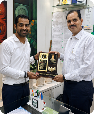 Award presentation at a partner school